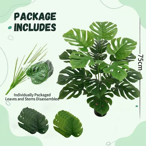 Artificial Monstera Plant Potted Faux Swiss Cheese Tropical Greenery Home Office Decoration Nordic Style Realistic PVC