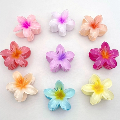 Pinza Para El Cabello Con Flor De Frangipani Resina Plástica Estilo De Vacaciones En La Playa Tropical Accesorio Para Mujer