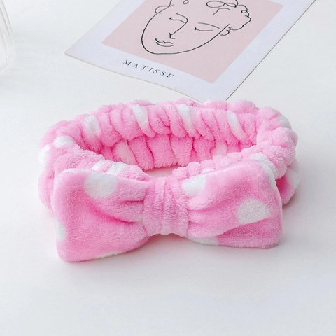 Soft Plush Face Washing Headband Large Bow Elastic Coral Fleece Hair Band For Makeup Skincare Spa Shower For Women Girls