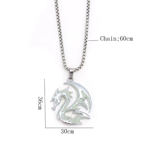 Retro Luminous Dragon Totem Pendant Necklace Alloy Glow In The Dark Hip Hop Punk Jewelry For Men Women