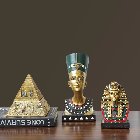Figuritas Egipcias Antiguas Faraón Momia Pirámide Esfinge Isis Diosa Resina Vidrio Pintado A Mano Adornos De Escritorio