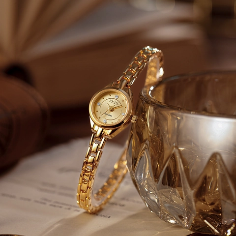 Women Quartz Watch Japanese Movement Mini Round Dial Vintage Elegant Alloy Steel Band Artificial Pearl Bracelet Ladies Wristwatch