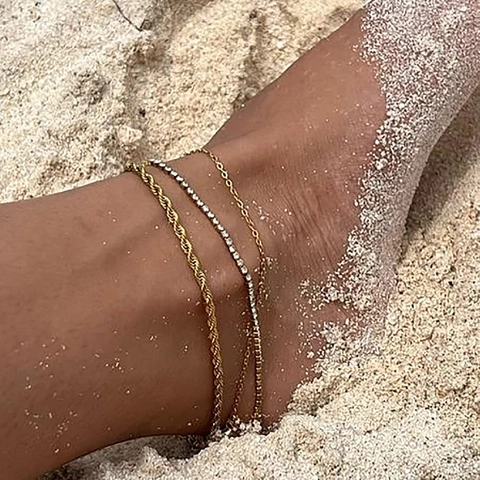 Goldfarbenes Kordelkette Fußkettchen Für Damen Aus Edelstahl Verstellbarer Minimalistischer Fußschmuck