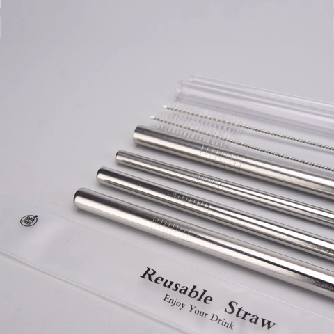 Pajita Tritan Extendida Juego De Pajitas De Metal De Acero Inoxidable 304 Para Bebidas De Té Con Leche Pajita Reutilizable Para Vaso De Agua