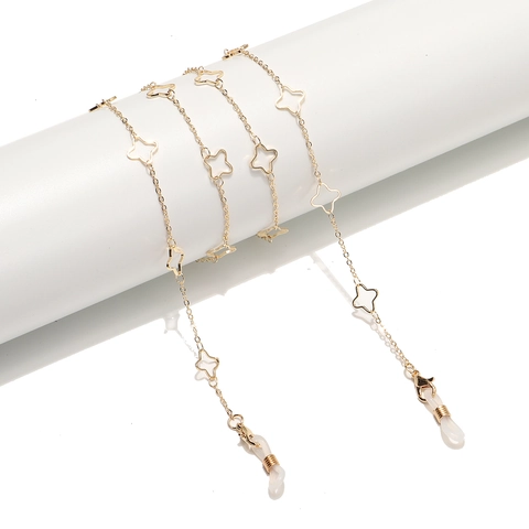 Holle Geluksklaver Brillenkoord Goud Metaal Antislip Brillenband Masker Koord Mode Sieraden Voor Dames