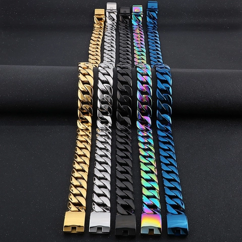 Collar De Cadena De Eslabones Cubanos Acero Inoxidable Pesado Ancho Hip Hop Punk Estilo Para Hombres Joyería Industrial
