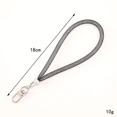 Strass Gevulde Maas Touw Sleutelhanger Voor Vrouwen Mode Telefoon Strap Legering Metalen Sluiting Tas Accessoire