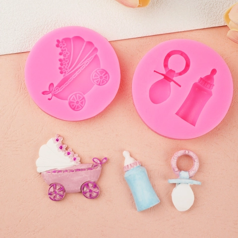Babyparty Thema Silikonform Für Fondant Kuchen Dekoration Schokolade DIY Zucker Handwerk Backwerkzeug Babykleidung Kinderwagen Schuhe Flasche Form