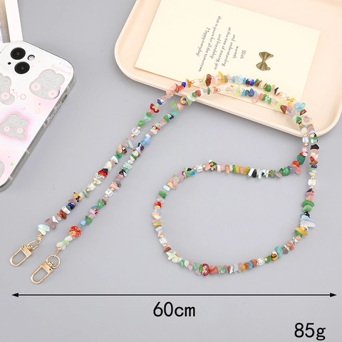 Cordon de Téléphone Perlé en Pierre Naturelle et Verre pour Femmes Bijou de Sac Bandoulière Chaîne de Perles Faite à la Main Avec Fermoir Métallique Accessoires de Bijoux