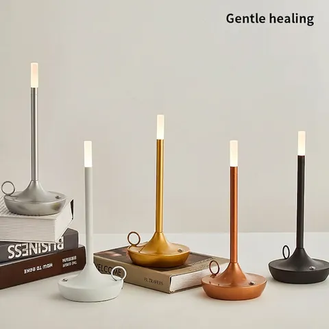 Portable LED Table Lamp Rechargeable Touch Dimming Nordic Minimalist Atmosphere Night Light Iron For Bar Outdoor Camping