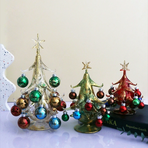 Decorazioni Da Tavolo Per Albero Di Natale In Vetro Con Palline Colorate E Punta A Stella Per Decorazioni Festive Per La Casa Tavola