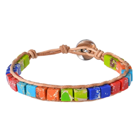 Handgefertigtes Naturstein Armband Echtes Leder Gewebt Bohemian Lebensbaum Vintage Verstellbarer Schmuck Für Damen