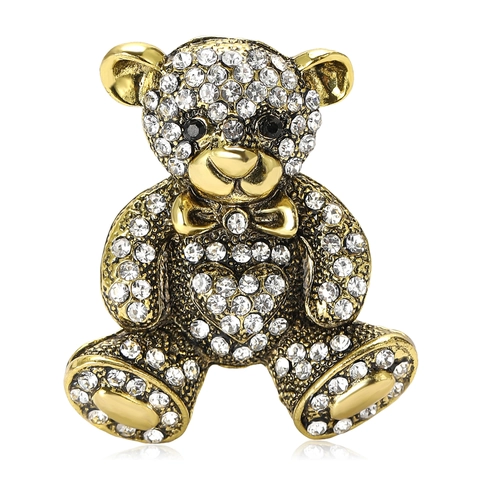 Spilla Orsetto in Lega e Strass per Donna Brillantini a Forma di Animale Corpetto per Abito Cappotto Gioielli Eleganti