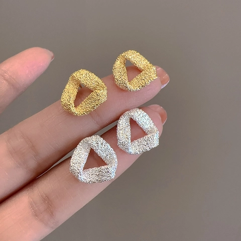 Matte Geometrische Driehoek Oorknopjes Koper Met 925 Sterling Zilver Stift Goud Zilver Minimalistische Sieraden Voor Dames