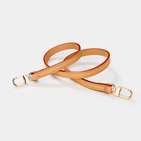 Top Grain Cowhide Leather Bag Strap With Gold Metal Buckles Contrast Stitching Replacement Shoulder Strap For Luxury Bags