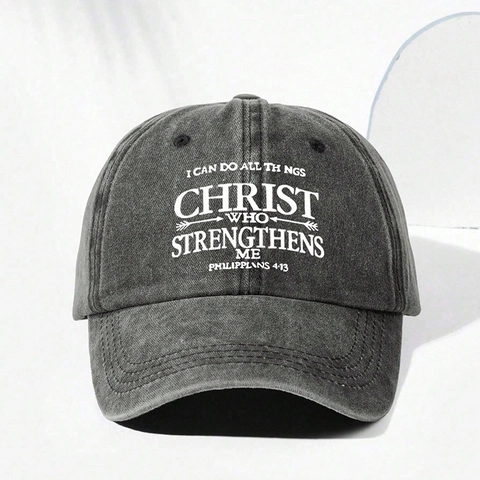 Washed Cotton Baseball Cap Christian Religious Quote Adjustable Sun Hat Vintage Distressed Style For Men Women