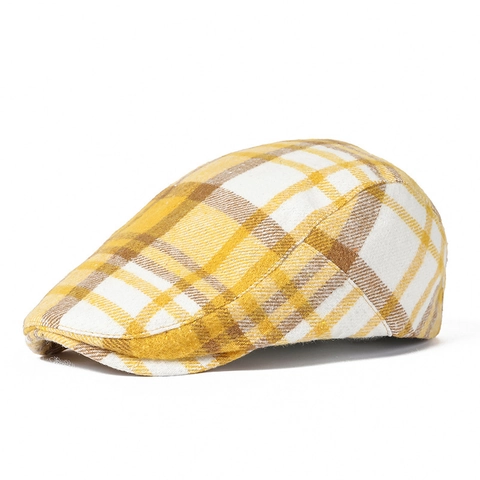 Gorra Plana A Cuadros 100% Algodón Estilo Retro Británico Transpirable Gorra Ivy Ajustable Para Hombres Mujeres