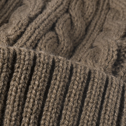Winter Cable Knit Beanie Hat For Men Women Thickened Fleece Lined Warm Thermal Windproof Cuffed Solid Color Acrylic Cap