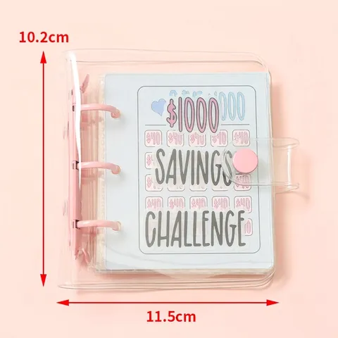 Mini Raccoglitore Sfida Risparmio PVC Trasparente Planner Budget Per Denaro Obiettivo Risparmio Cancelleria Manuale