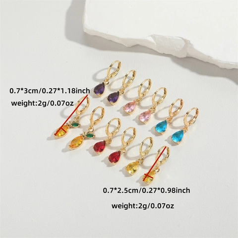 Boucles d'Oreilles Pendantes en Cuivre Zirconia pour Femmes Luxe Minimaliste Goutte d'Eau Bijoux de Piercing Cadeau Élégant