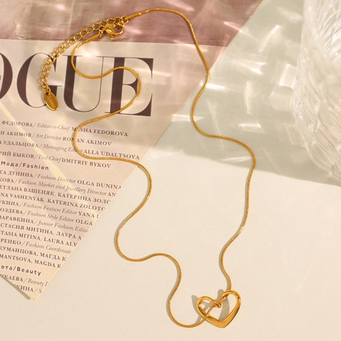 Collana Con Ciondolo A Cuore Placcato Oro 18K Acciaio Inossidable Minimalista Amore Catena A Serpente Gioielli Per Donna