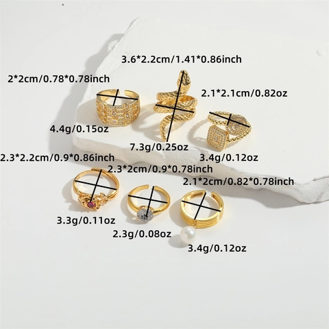 Anello Regolabile Serpente In Rame Con Zircone Placcato Oro E Perla Artificial ABS Per Donna Gioielli Retro Raffinati