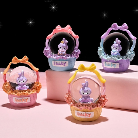 Cartoon Animal Astronaut Crystal Ball Snow Globe Ornament Resin Glass Glowing Night Light Decorative Desktop Toy For Kids Girls