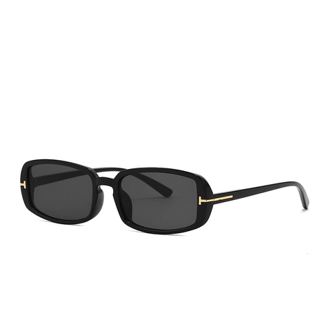 Occhiali da Sole Rettangolari Stretti Protezione UV400 Con Cerniera in Metallo a T Moda Retrò Lenti Sfumate per Donna Uomo