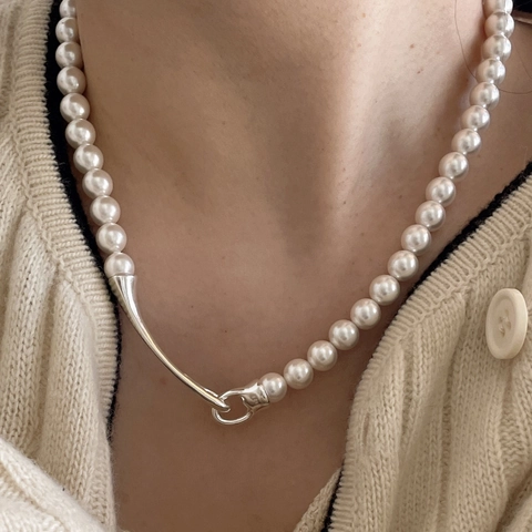 Elegante Collana Di Künstliche Perle In Argento Sterling 925 Per Donna Stile Coreano Minimalista Gioielli Semplici