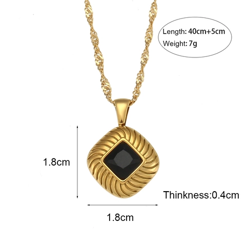 Collana Con Pendente A Rombo Retro Acciaio Inossidabile 316L Zircone Incastonato Catena A Corda Torta Gioielli Eleganti Donna