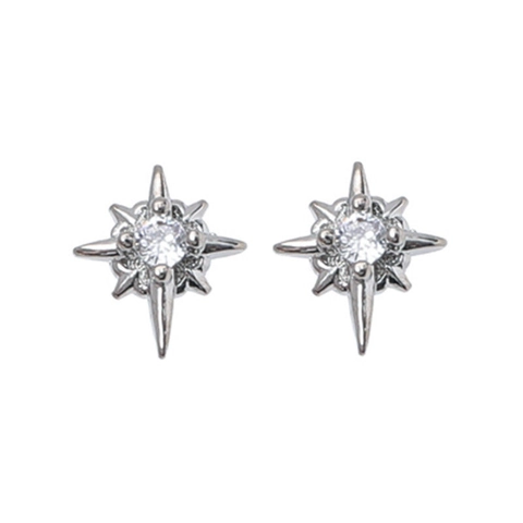 Boucles d'Oreilles Clous Étoile Minimalistes en Alliage Avec Tige en Argent Sterling 925 Strass Bijoux Unisex Trendy High Street