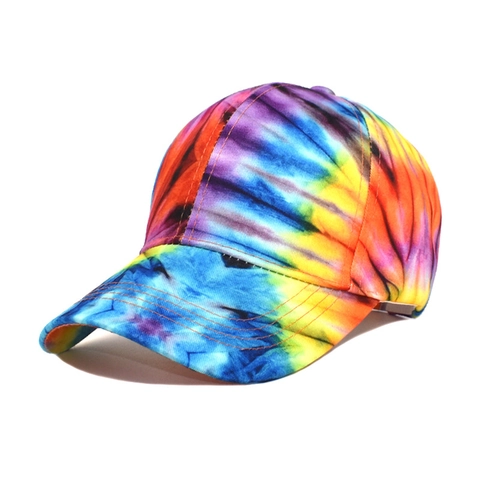 Gorra De Béisbol Tie Dye Algodón Degradado Colorido Rosa Blanco Ajustable Protección Solar Sombrero Deporte Unisex