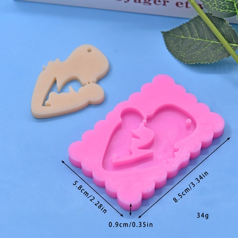 Mother And Child Silhouette Silicone Mold For DIY Baking Cake Mousse Chocolate Pendant Shape Pink Decorative Tool