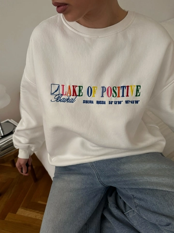 Sweat-shirt Femme Col Rond Coton Brodé Lettres Colorées Manches Longues Décontracté Streetwear Pullover Haut