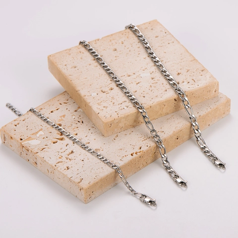 Conjunto De Collar Y Pulsera Cadena Figaro Acero Inoxidable 304 Pulido Estilo Hip Hop Punk Para Hombre Mujer