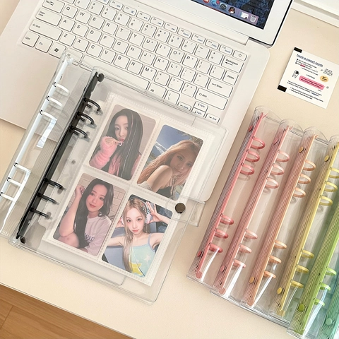 Transparante PVC Ringband Cover Losbladig Notitieboek Omhulsel Voor DIY Journal Fotokaart Opslag Gekleurde Ringen Kantoorbenodigdheden