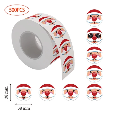 Adesivi Di Natale Babbo Natale Rotondi Etichette Autoadesive Per Decorazione Confezioni Regalo Festive Espressioni Di Cartoni Animati