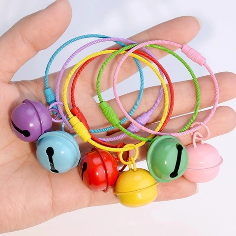 Colorful Candy Color Bell Keychain Metal Steel Wire Key Ring Spiral Screw Lock Backpack Bag Pendant Ornament For Gift