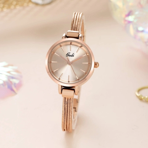Reloj De Cuarzo Para Mujer Correa De Malla De Acero Inoxidable Esfera Solar Minimalista Analógico Elegante Impermeable