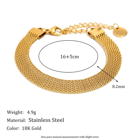 Ensemble Collier Et Bracelet À Mailles En Acier Inoxydable Plaqué Or 18K Choker Pour Femmes Bijoux De Mode
