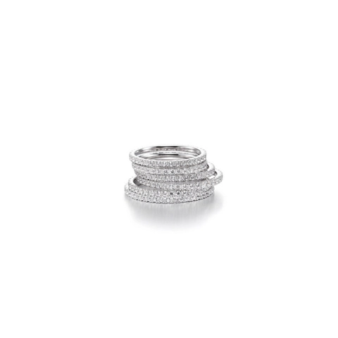 Minimalist Brass Rhinestone Band Rings For Women Stackable Pave Set Thin Finger Rings Gold Silver Plated Fashion Jewelry Gift