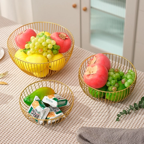 Cesta De Frutas De Alambre De Metal Estilo Nórdico Cuenco De Almacenamiento De Aperitivos De Hierro Para Decoración Mesa