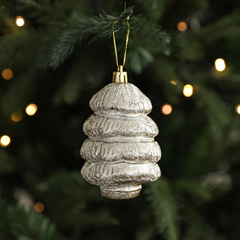 Décorations De Noël Pendentifs Suspendus Paillettes Perlées Plastique Décor De Fête Champagne Or Argent Luxe Élégant