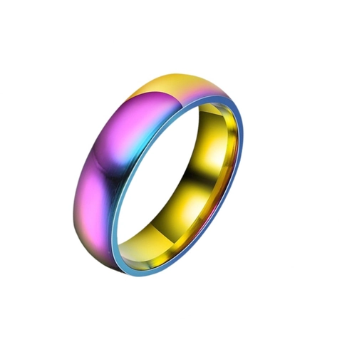 Fashion Titanium Steel Rainbow Gradient Ring Colorful Cat Paw Print Couple Band Jewelry For Women Men Everyday Accessorie