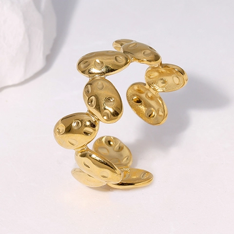 Anello Aperto In Acciaio Inossidabile Da Donna Texture Martellata Design A Ciottoli Irregolari Gioielli Di Moda Minimalisti Regolabili