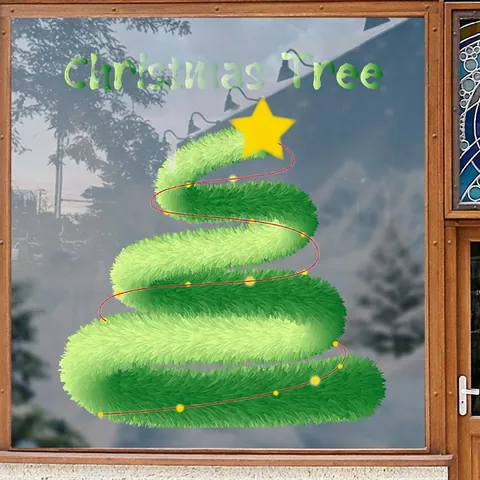 Christmas Tree Window Cling Static Cling PVC Glue Free Double Sided Decoration For Glass Shop Home Festival