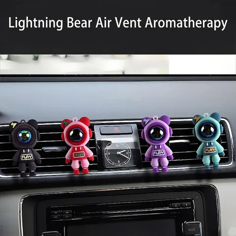 Car Air Vent Aromatherapy Diffuser Astronaut Bear PVC Fragrance Clip Ornament Interior Decoration Electroplated Visor