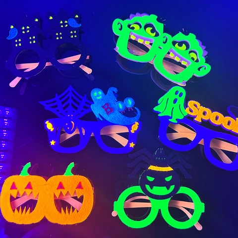 Σκελετοί Γυαλιών Φθορισμού Halloween Spooky Felt Κολοκύθα Φάντασμα Αράχνη Διακόσμηση Στηρίγματα Φωτογραφιών Για Παιδιά Ενήλικες