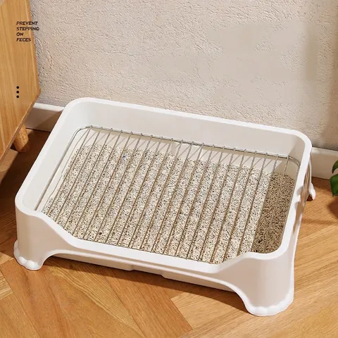 Dog Toilet Potty Tray Stainless Steel Grid Mesh Fence High Side Splash Proof Indoor Training Small Medium Dogs