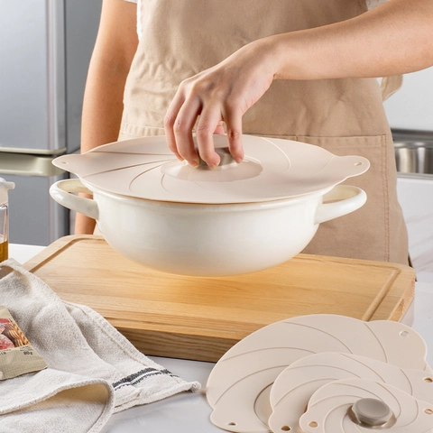 Coperchi Elastici In Silicone Per Alimenti Riutilizzabili Resistenti Al Calore Coperture Sigillate Per Ciotole Pentole Cucina Design Spirale